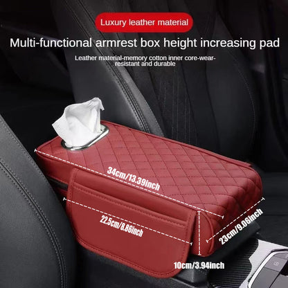 Car Armrest Seat Cushion With Tissue Box