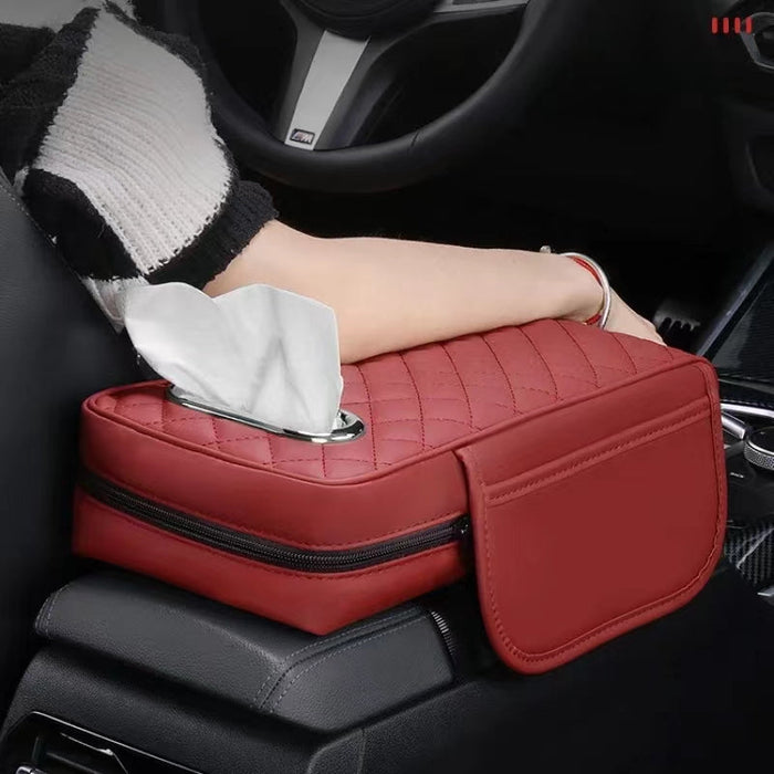 Car Armrest Seat Cushion With Tissue Box