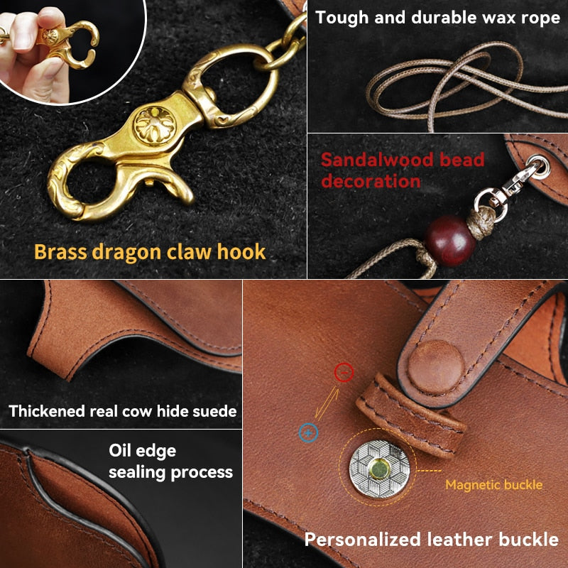 Étui à lunettes en cuir véritable fait main 