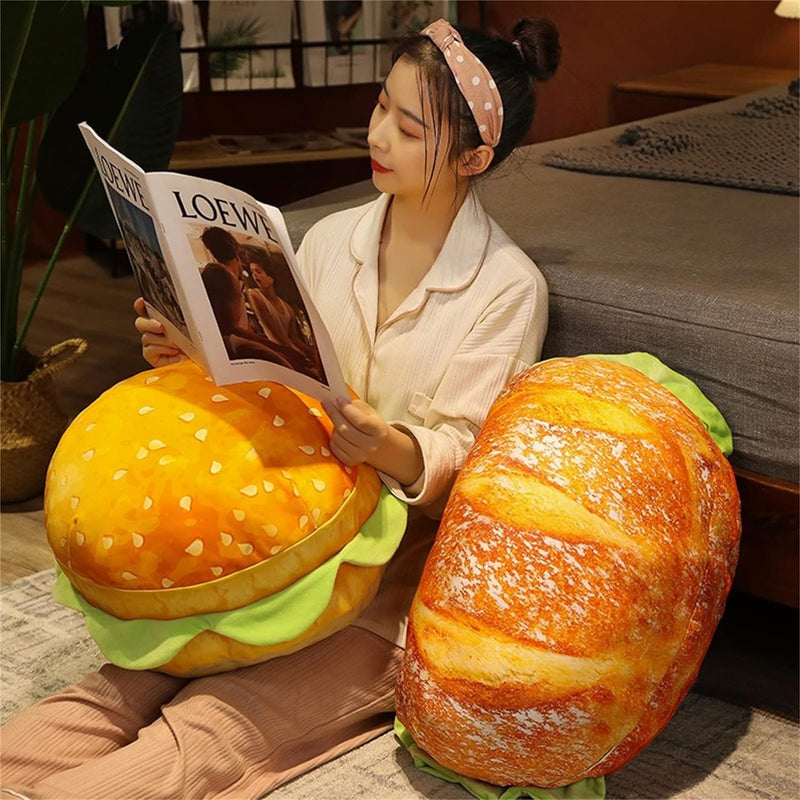 Coussin en peluche burger 3D simulé 