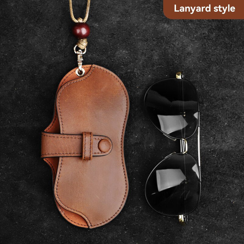 Étui à lunettes en cuir véritable fait main 