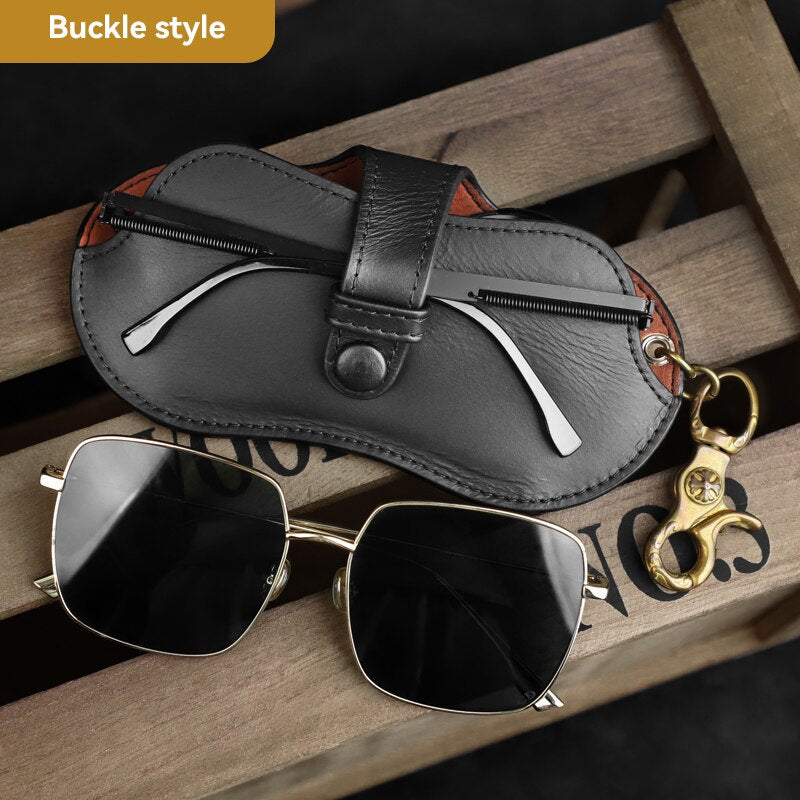 Étui à lunettes en cuir véritable fait main 