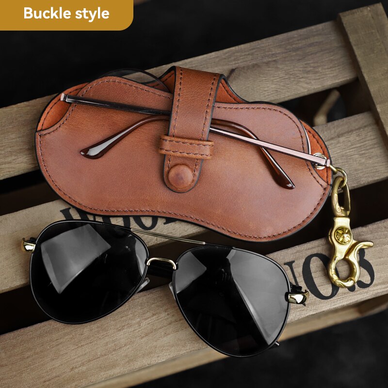 Étui à lunettes en cuir véritable fait main 