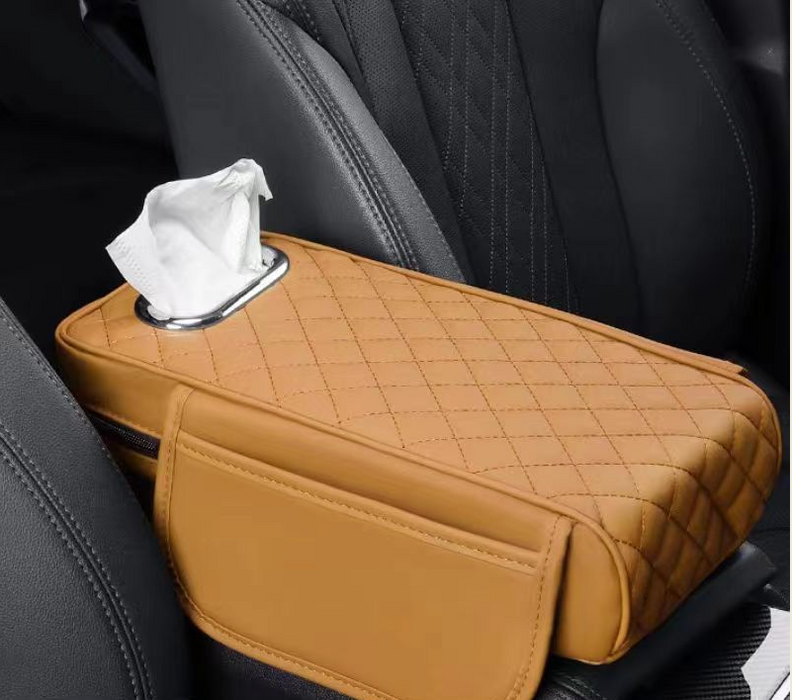 Car Armrest Seat Cushion With Tissue Box