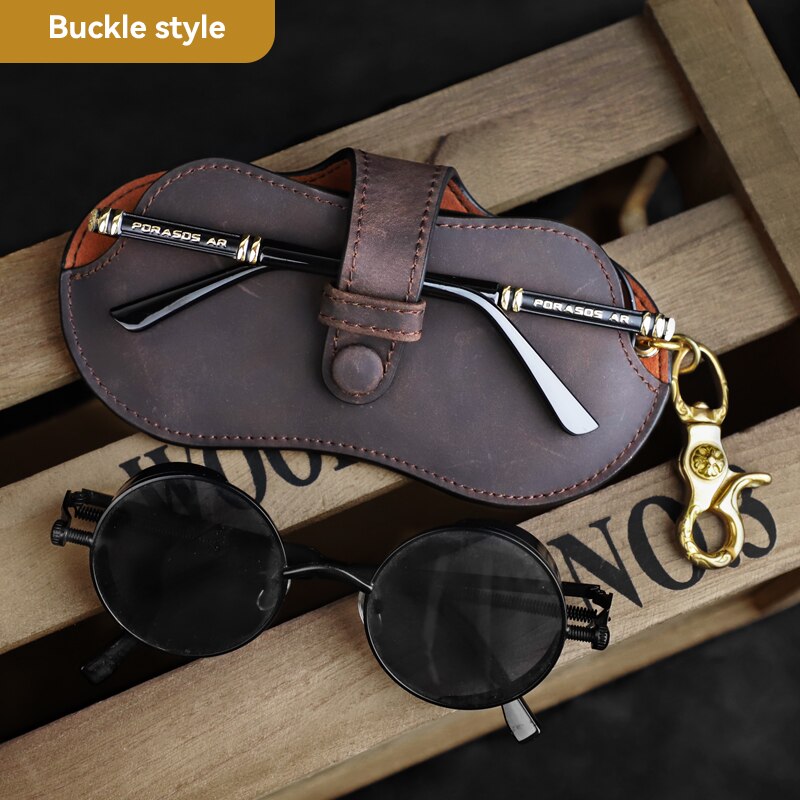 Étui à lunettes en cuir véritable fait main 