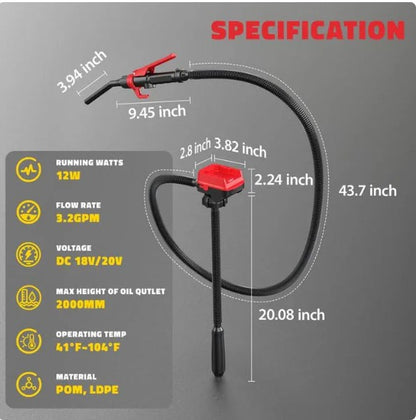 Cordless Fuel Transfer Pump Compatible with DeWalt 20V & Milwaukee 18V Batteries