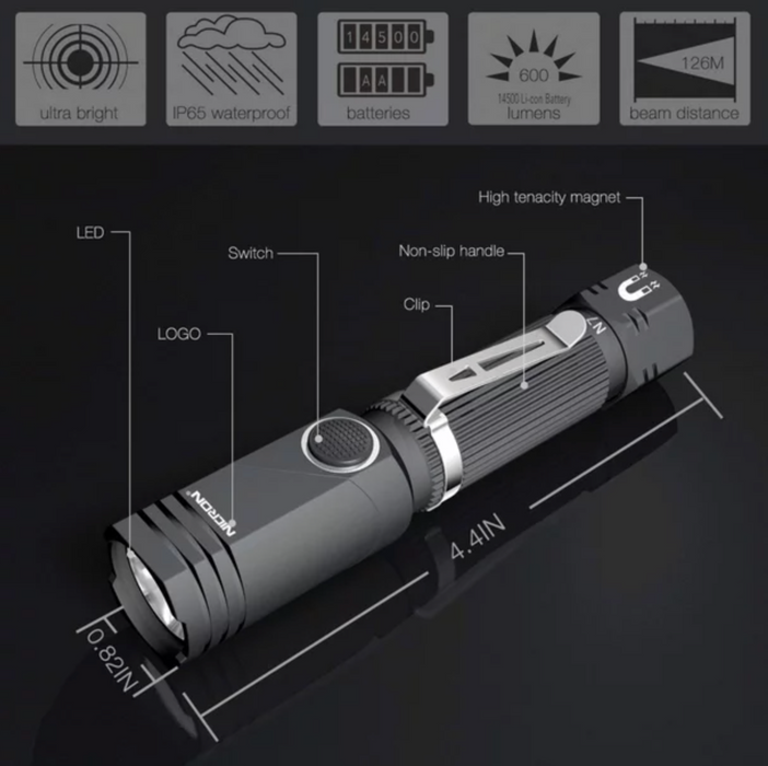 NICRON Outdoor 90 Degree Dual Fuel Flashlight