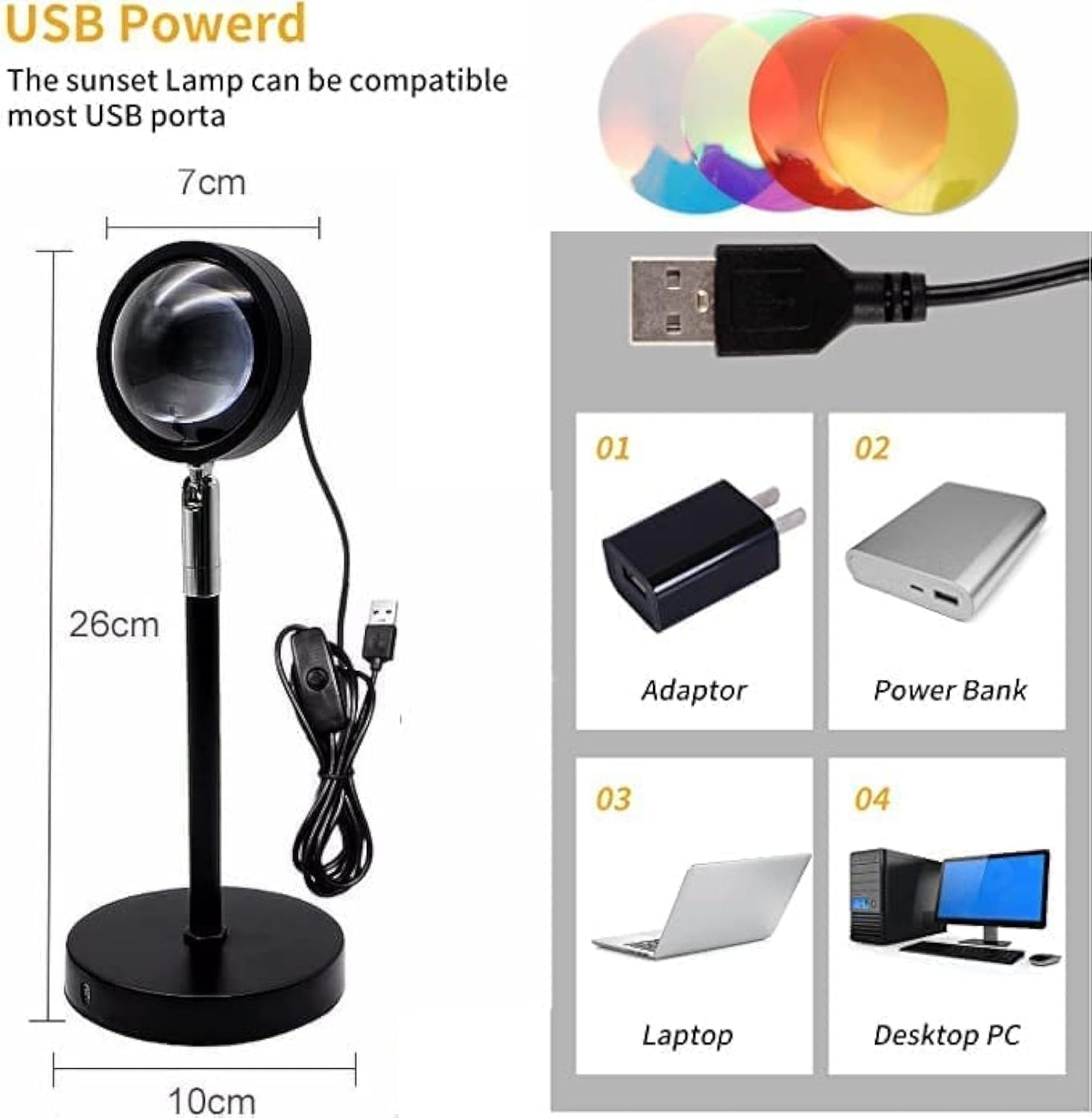 Projecteur de lampe de coucher de soleil 