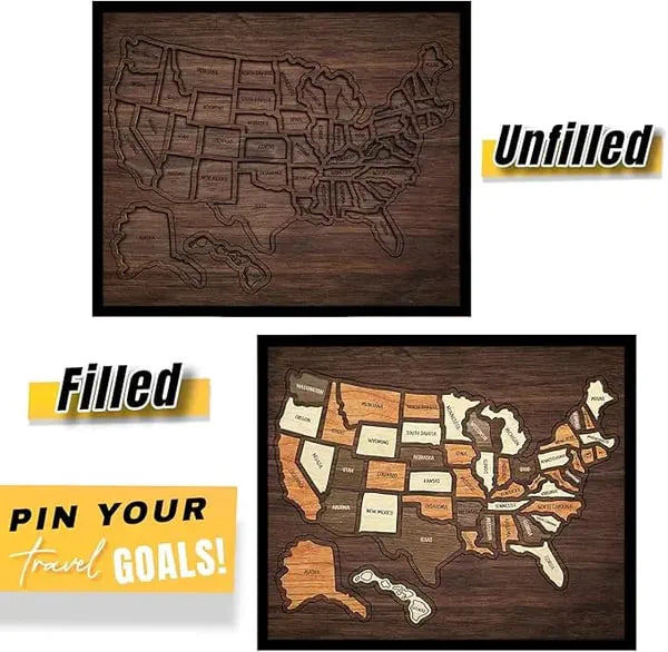 🔥Limited Time 49% OFF – USA Wooden Travel Map Puzzle for Adventure Lovers