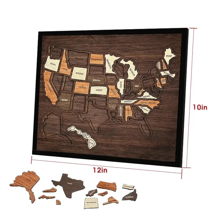 🔥Limited Time 49% OFF – USA Wooden Travel Map Puzzle for Adventure Lovers
