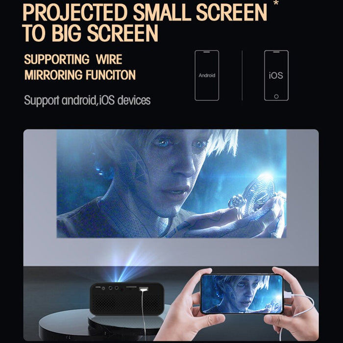 Mini Projector Wired Screen Mirroring IOS & Android Phone