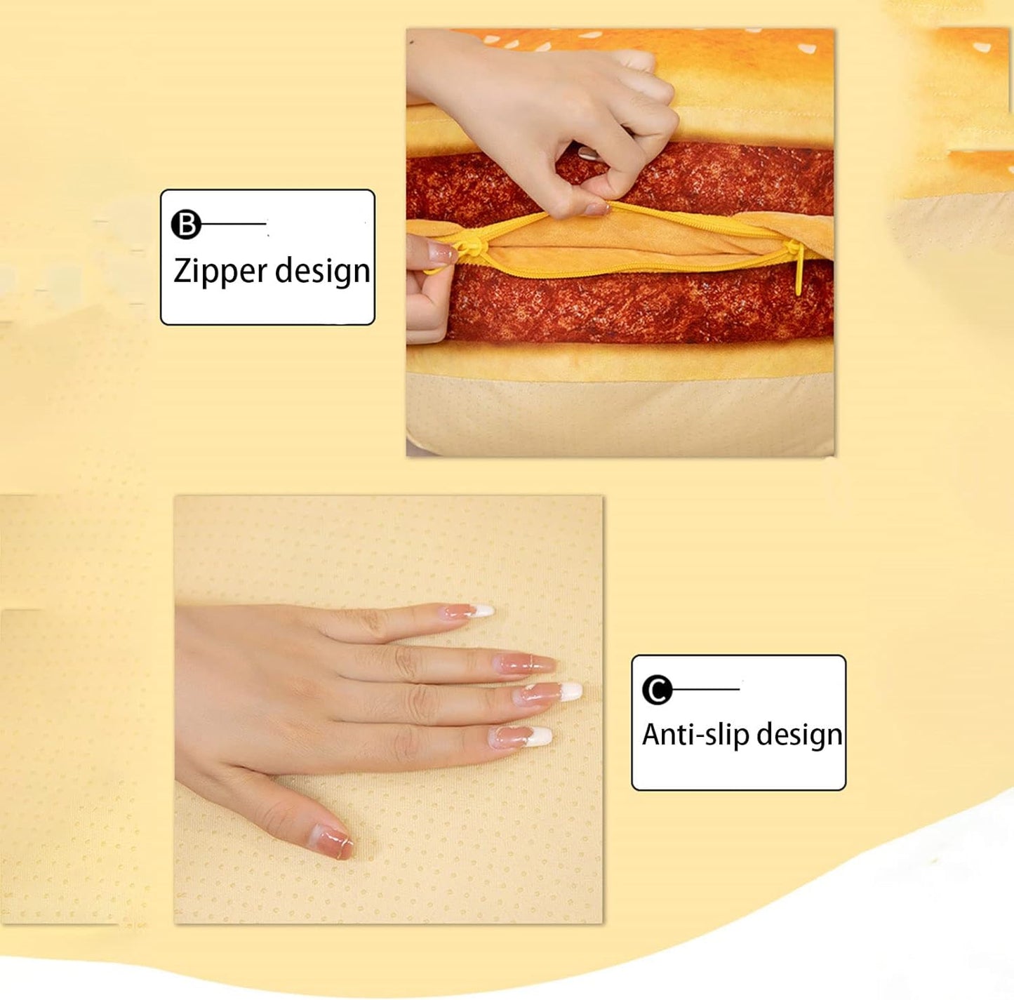 3D Simulation Plush Burger Pillow