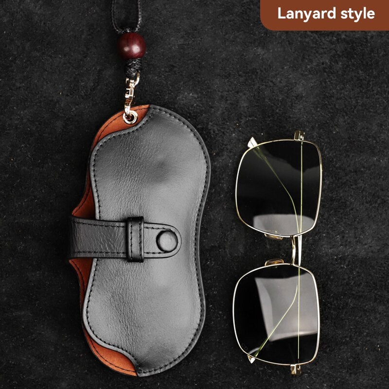 Étui à lunettes en cuir véritable fait main 