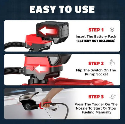 Cordless Fuel Transfer Pump Compatible with DeWalt 20V & Milwaukee 18V Batteries