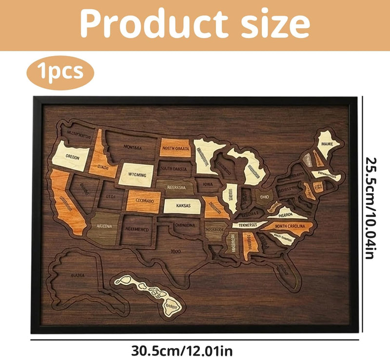 🔥Limited Time 49% OFF – USA Wooden Travel Map Puzzle for Adventure Lovers