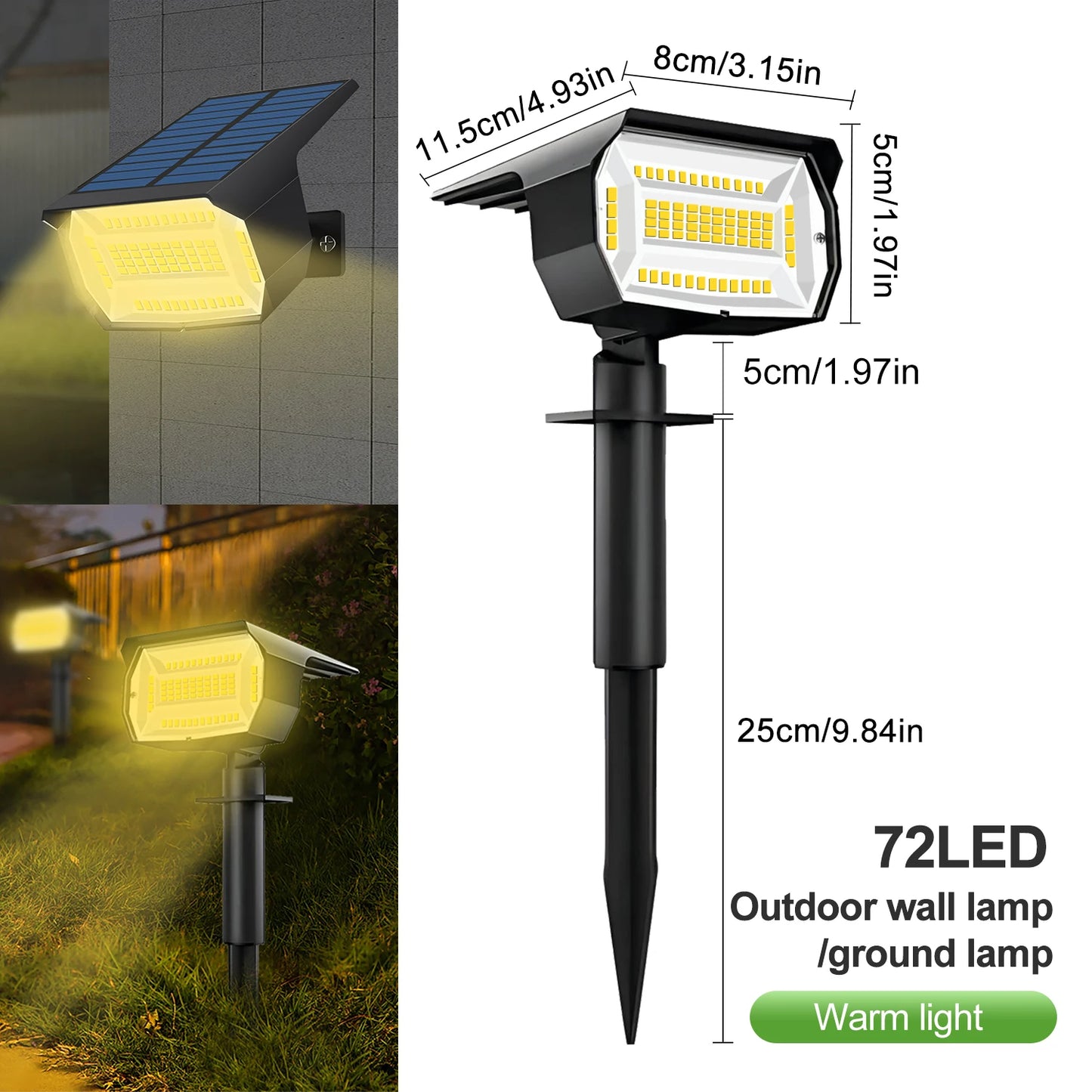 72 LEDs Solar Spot Lights Outdoor Waterproof