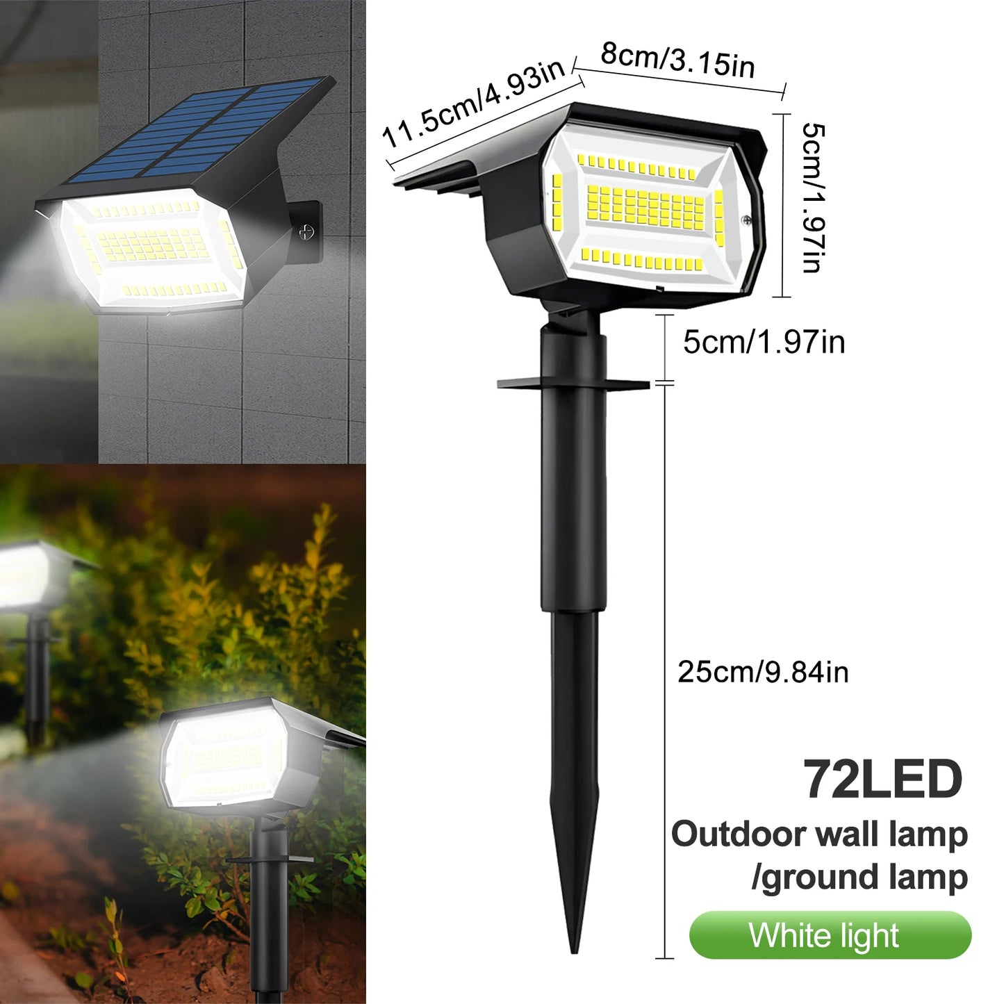 72 LEDs Solar Spot Lights Outdoor Waterproof