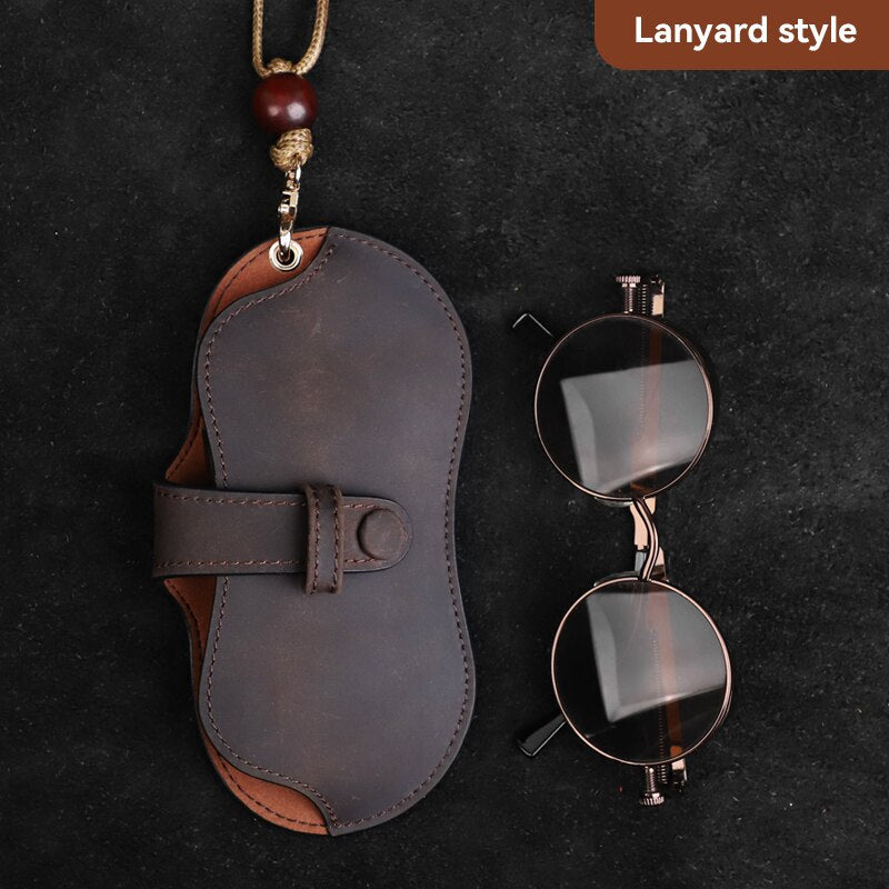 Étui à lunettes en cuir véritable fait main 