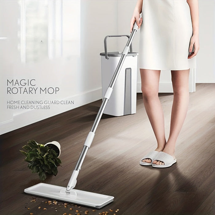 Magic Mop and Bucket Set for Home Floor Cleaning (one set includes 2 microfiber mop pads)