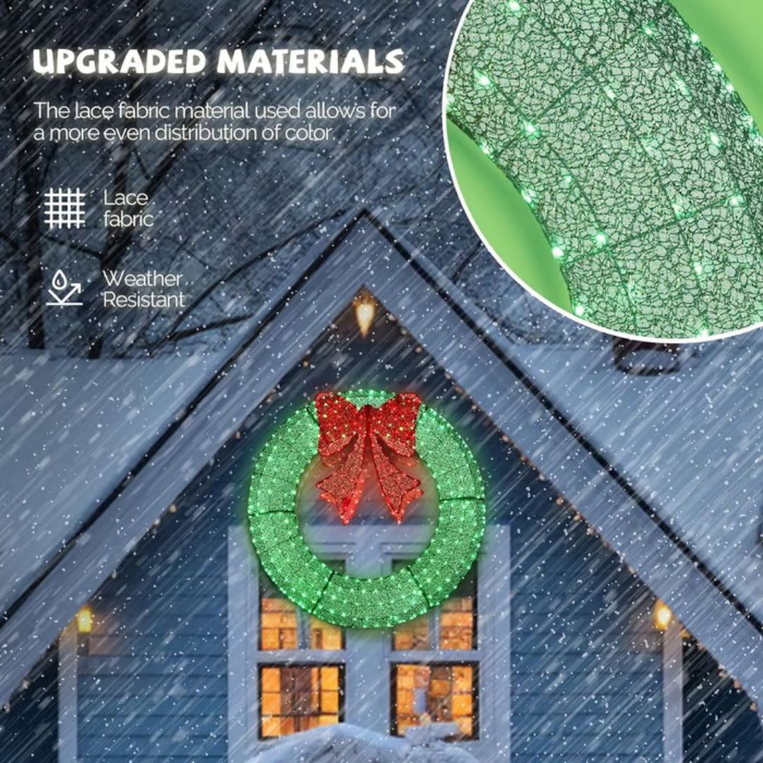 🎄 Pre-lit Large Christmas Wreath, Outdoor Christmas Wreath