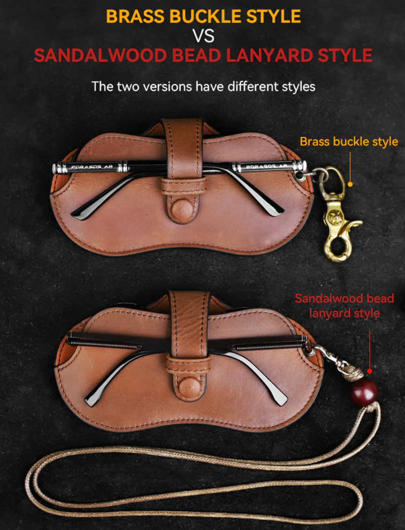 Étui à lunettes en cuir véritable fait main 