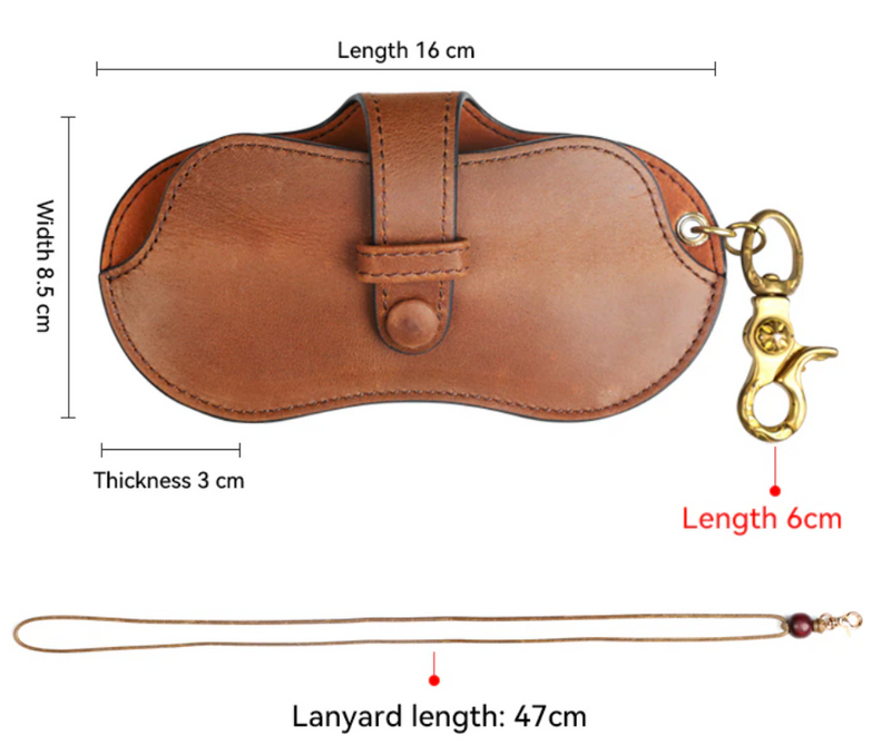 Étui à lunettes en cuir véritable fait main 